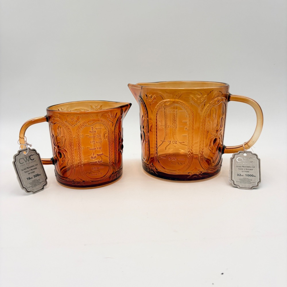 Cook With Color CWC Amber Glass Measuring Cup Set Spider Bat Snake Halloween